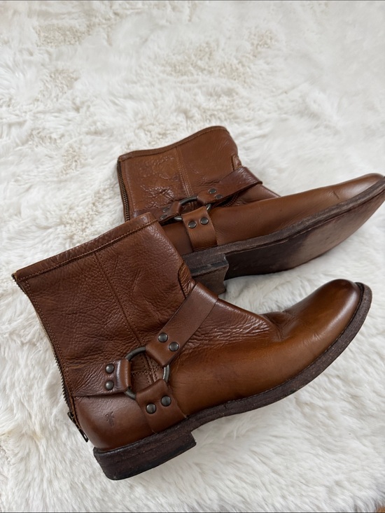 Frye Shoes - Frye Brown Leather Harness Ankle Boots